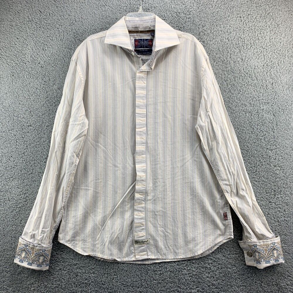 Men's English Laundry Medium Shirt Long Sleeve Button Front Cotton Embroidered